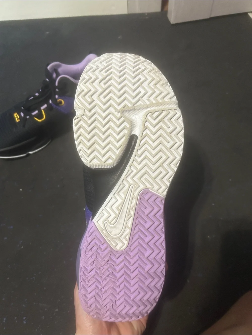 Nike LeBron King shoes purple,black,and yellow